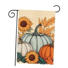 Fall Pumpkin Garden Flag 12x18 Inch Double Sided Thanksgiving Maple Leaves