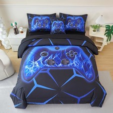 Full Size Kids Gaming Comforter Set Geometric Games Bedding Sets with Sheets ...