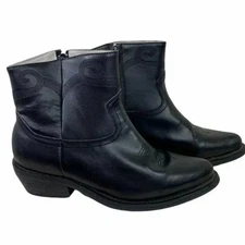 Saddle Tramp Mens Black Leather Western Ankle Boots Side Zip Size 8.5 W 98175L