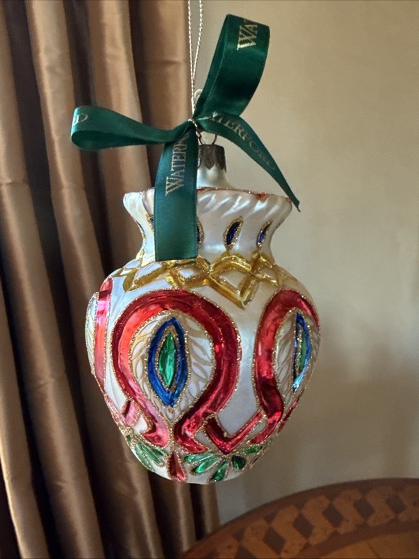 New In Box Waterford Holiday Heirlooms Peacock Urn Vase Ornament