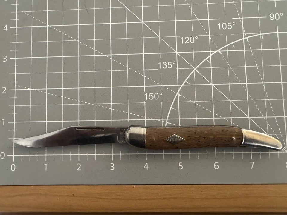 Cuchillo de pescado de lujo vintage IMPERIAL PROV RI EE. UU. borde diamante mango madera/níquel Foto 4 de 4