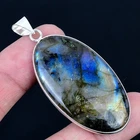 Labradorite 925 Silver Plated Handmade Pendant of 2.45"