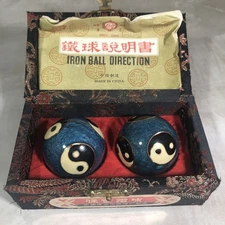 Chinese Panda Baoding Health Balls Stress Therapy Musical Chimes w/Box Vintage