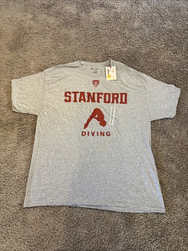 Champion Stanford Diving Graphic Tee Cardinal Red Gray PAC-12 Men’s Size XL NWT