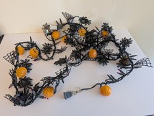 Spiderweb Pumpkin Halloween Garland Lights Indoor Only USED-Some Lights out