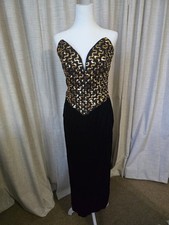 Gunne Sax Jessica Mcclintock dress size 11 black velvet sequins vintage, Glamour