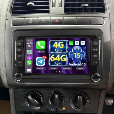4+64GB Für VW Polo 6R 6C V 2009-2017 Android15 Carplay Autoradio RDS GPS Navi FM