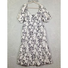 Gap Womens Maxi Dress 2XL Black Floral Smocked Milkmaid Ruffle Picnic Boho