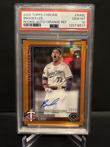 2025 Topps Chrome Brooks Lee Rookie Auto Orange Refractor /25 PSA 10