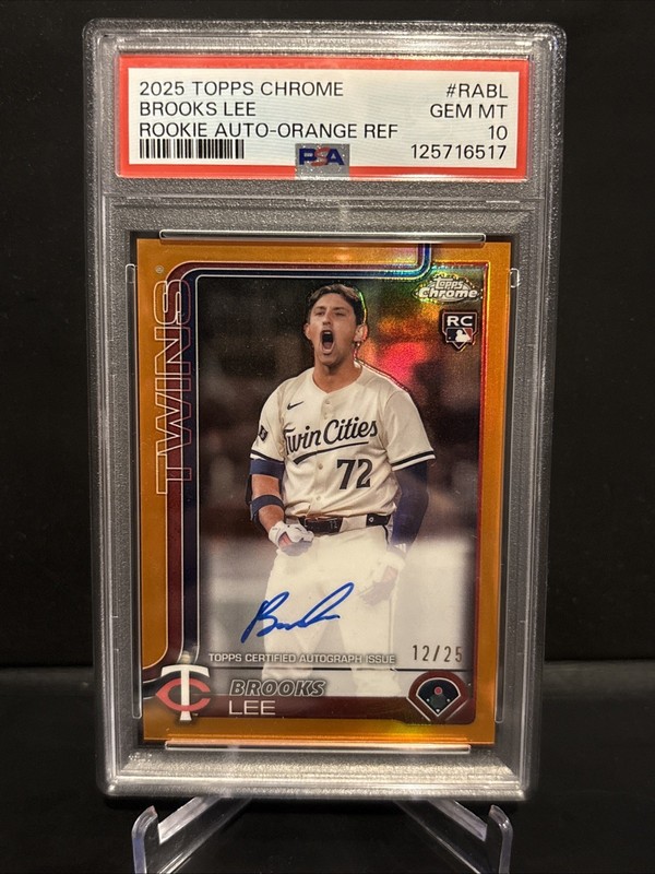 2025 Topps Chrome Brooks Lee Rookie Auto Orange Refractor /25 PSA 10