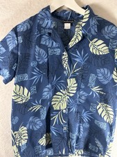 Vintage Corol Bennett Hawaiian Shirt Women  s Large Blue Floral Casual Business