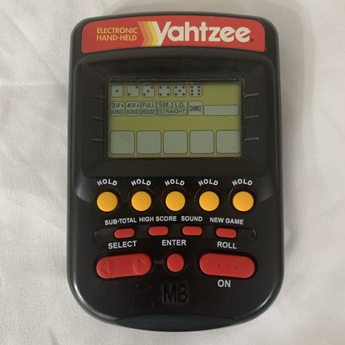 Yahtzee Electronic Handheld Game - Black 1995 Milton Bradley - Tested And Works!