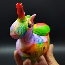 4.7" Colorful Hookah Cute Cartoon Silicone Bong Smoking Water Pipe W/ Glass Bowl