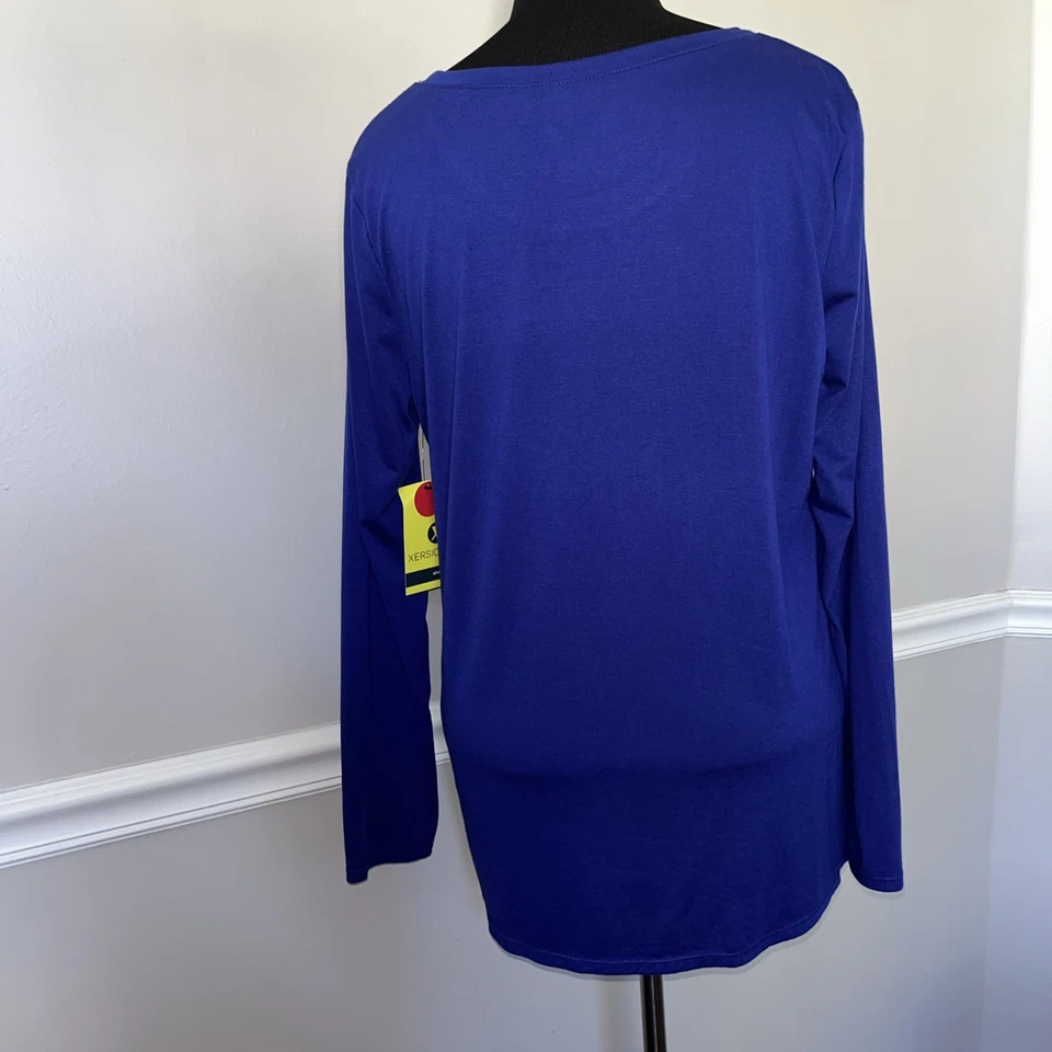 Nuevo con etiquetas Camiseta Xersion Top Para Mujer XL Azul Manga Larga Cuello Redondo Torcido Frontal Activoar Foto 2 de 4