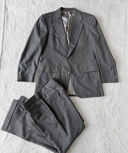 Hart Schaffner Marx 2pc Striped Wool Suit Mens 38R Pleated Pants 32 Heritage +