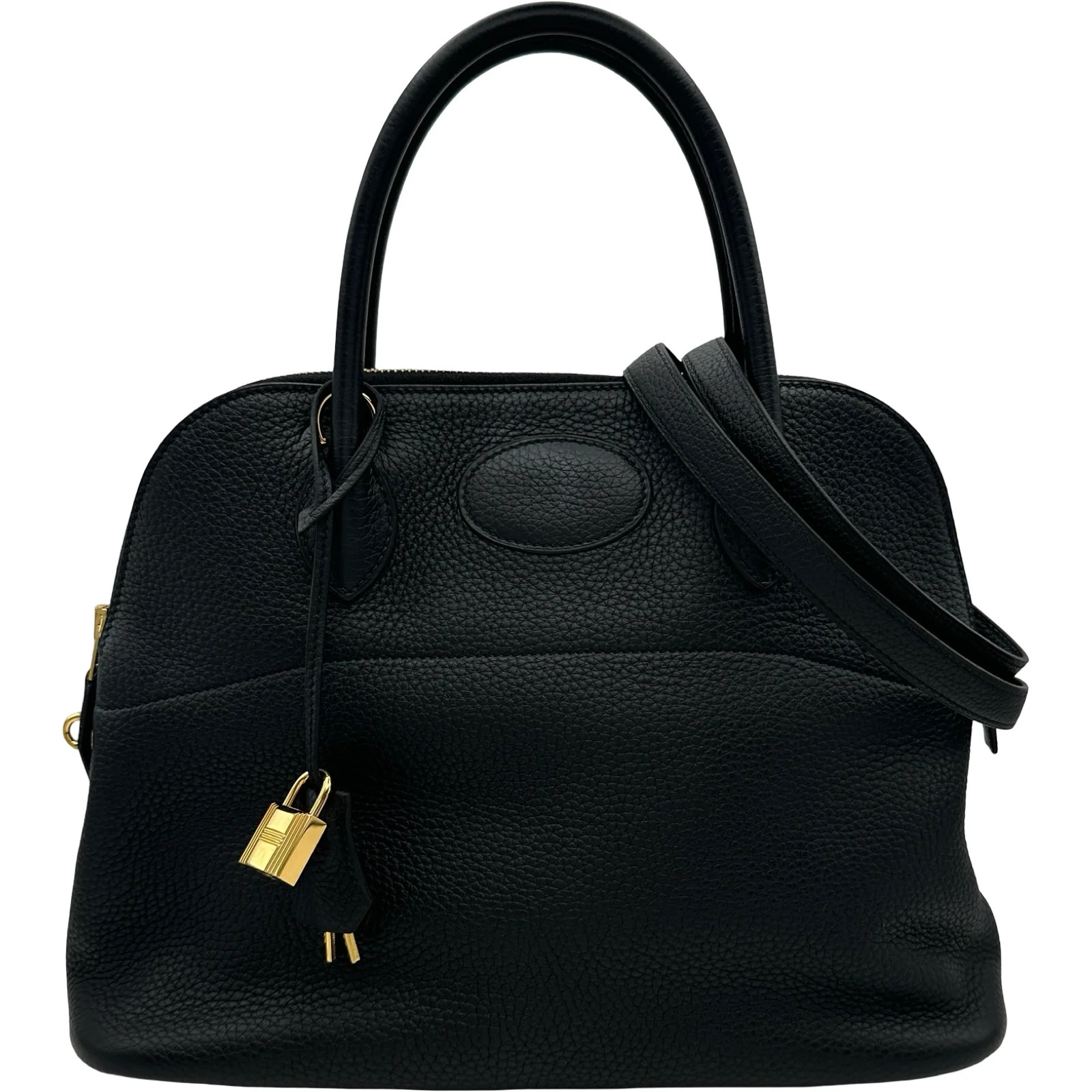HERMES Bolide 31 Black Taurillon Leather Handbag #OKB703
