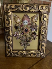 vintage jewelry art Floral Collage framed