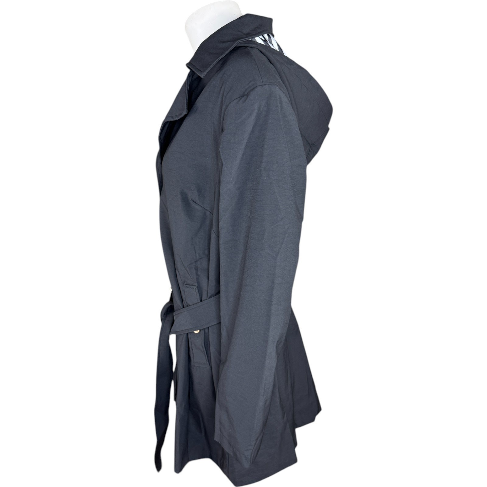 Dennis Basso Regular Water Resistant Trench Coat with Hood Black 2X Winter