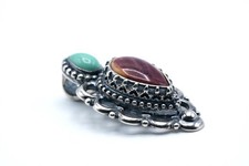 Navajo Zuni Indian Schmuck Türkis Lila Stein Sterling Silber 925 Anhänger