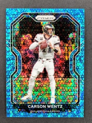 2020 Panini Prizm - Carson Wentz #169 No Huddle Blue Prizm /79