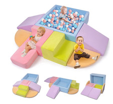 Yexmas 7-Piece Soft Foam Climbing Toys Set with Ball Pit Multicolor New