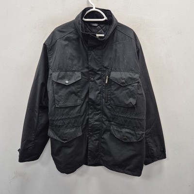 Barbour Sapper Wax Waterproof Black Biker Country Hooded Jacket Coat Size XL