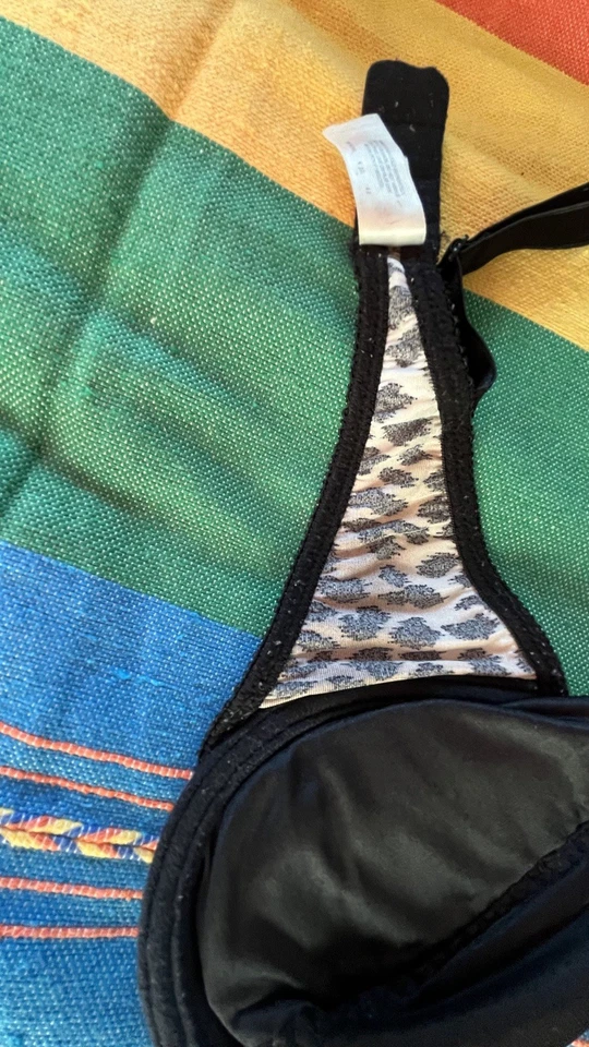 Sujetador Milagro Victoria's Secret 1277 Leopardo y Negro Satinado Acolchado Push-up 34c De Colección  Foto 3 de 4