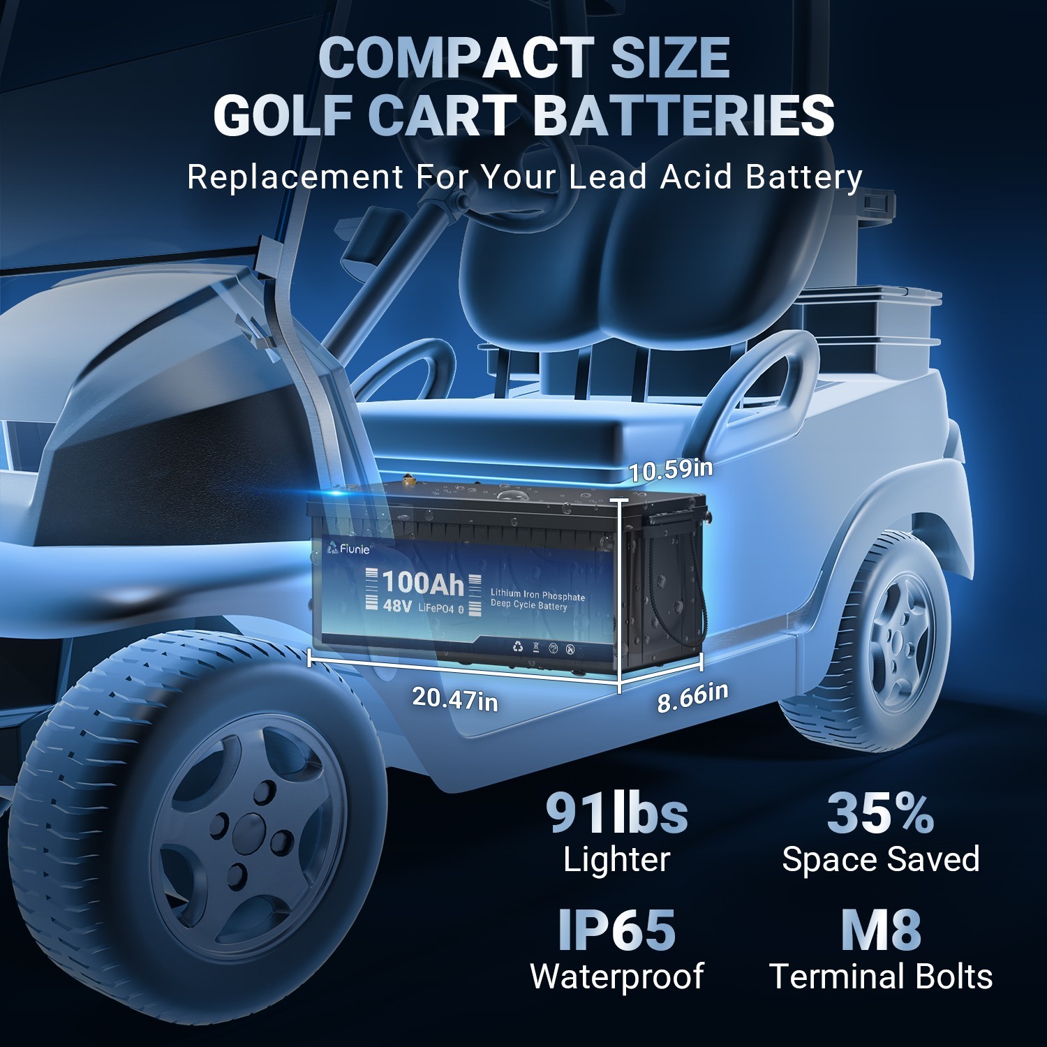 10.24kWh LiFePO4 48V 100Ah Lithium Golf Cart Battery For Club Car EZGO YAMAHA