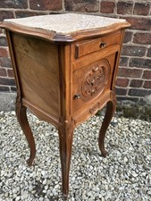 Antique / Vintage French Marble Topped Bedside Cabinet / Pot Cupboard