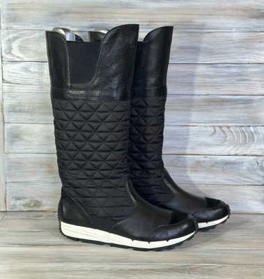 Y-3 by Yohji Yamamoto 'Anouk' Adidas Schwarz Leder Gesteppt Damen Stiefel