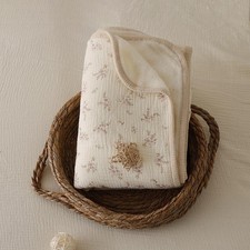 Newborn Baby Blanket Floral Cotton Fleece-Lined Muslin Swaddle