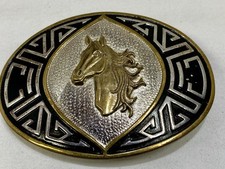 Vintage Horse Head Belt Buckle Silversmith Collection Hand Engraved