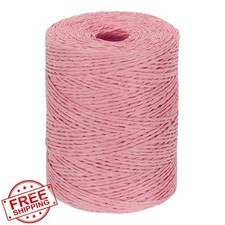 PATIKIL Pink Raffia Yarn, 328 Yard Cotton Ribbon for Crochet Hats