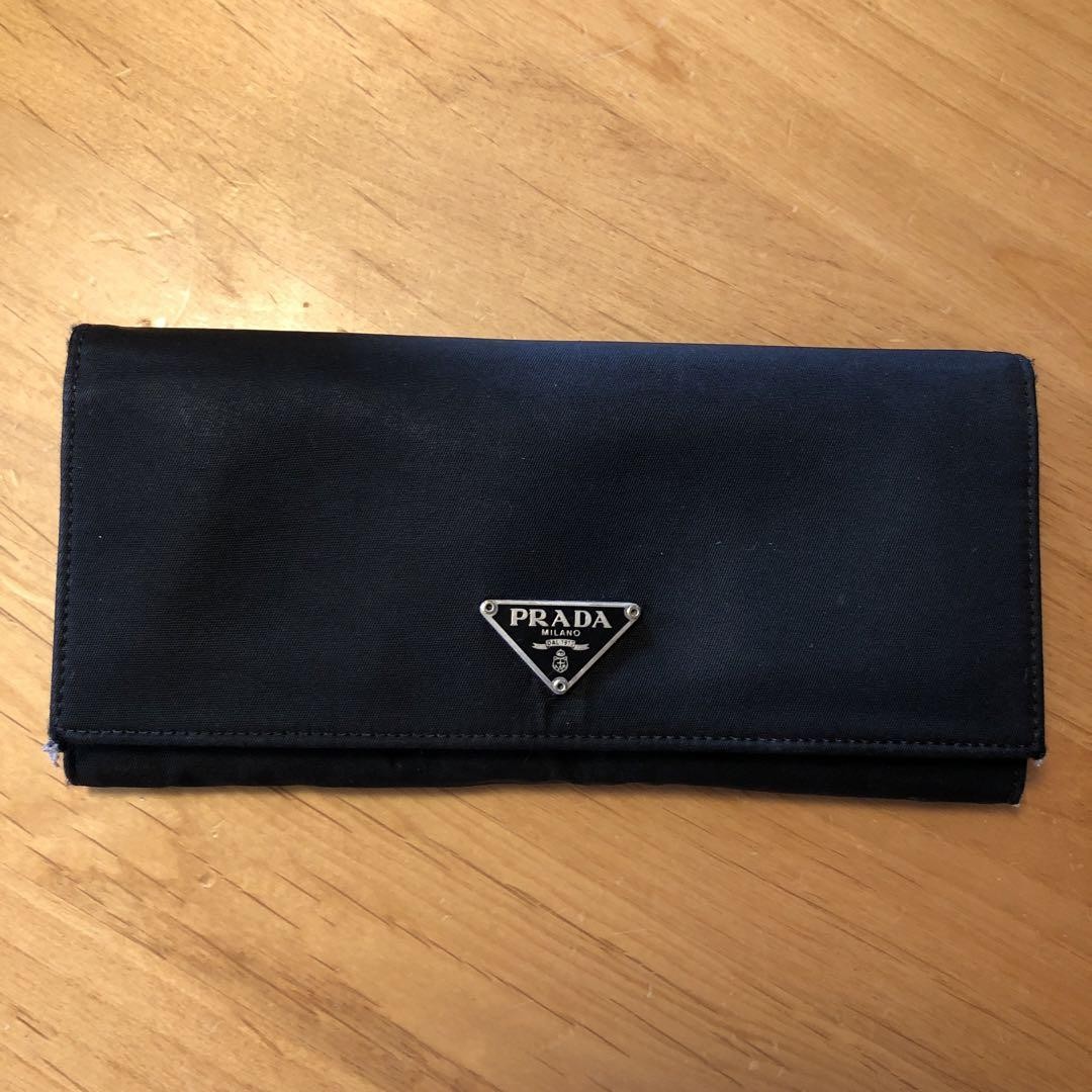 Prada Black Nylon Long Wallet Authentic DY060128 with RFID Protection-image