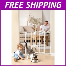 Durable Pet Gate for Stairs  Doorways, Easy Install, White