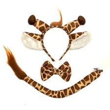Safari Giraffe Zoo Animal Dress Up Kit Ears Headband Tail Tie Halloween Costume
