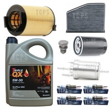 FOR AUDI A3 1.6 PETROL 2003> SERVICE KIT 5L OIL & FILTERS & BOSCH SPARK PLUGS