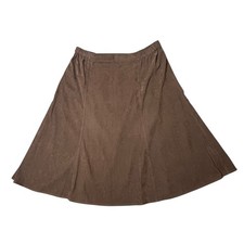 BonWorth XL Petite Brown Faux Suede Skirt Grunge Western Elastic Waist Midi