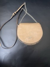 GUESS Tan Croc-Embossed Semi-Circle Small Cro...