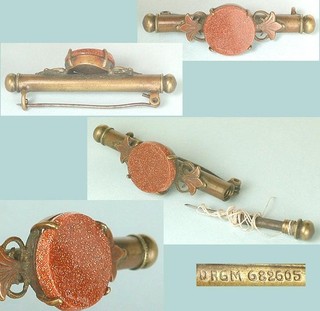 Antique Brass Nanny Pin or Brooch w/ Needle Case Germany Circa 1918