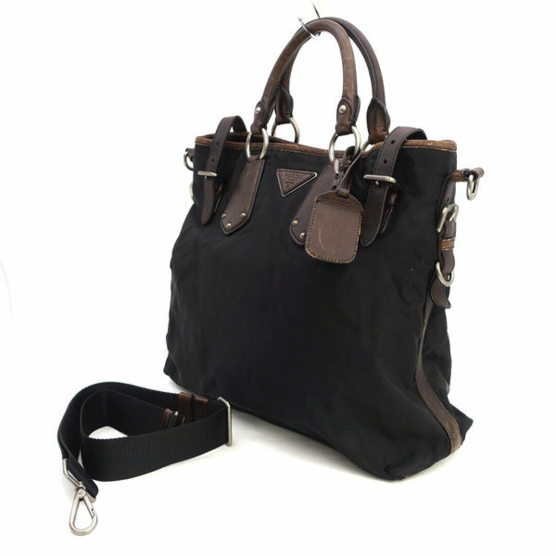PRADA 2WAY Bag Nylon Black Brown Shoulder Leisure Work Bag Back BAG Bag Brand Us
