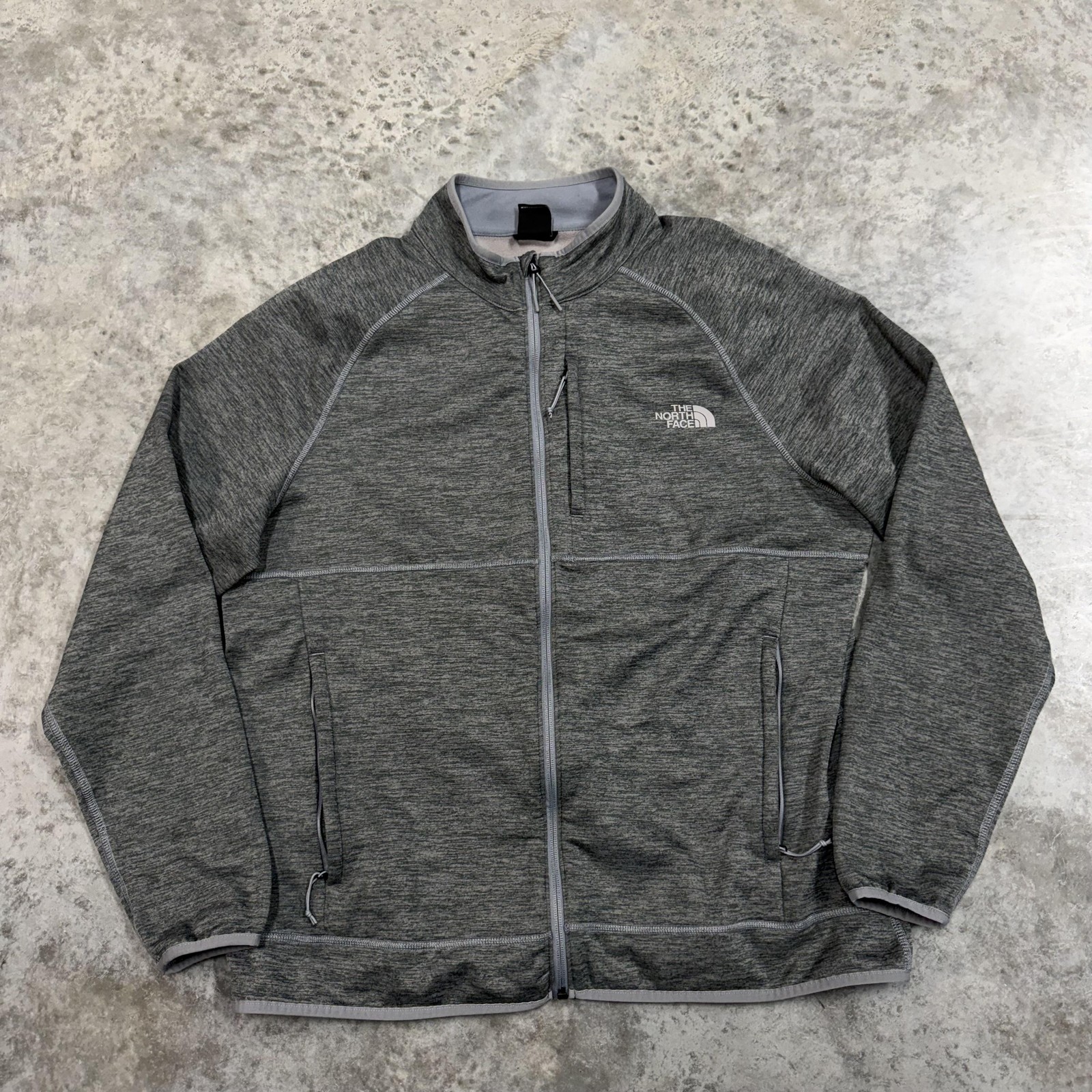 The North Face Fleece Jacket Mens XL Gray Full Zip Lightweight Hiking Outdoor