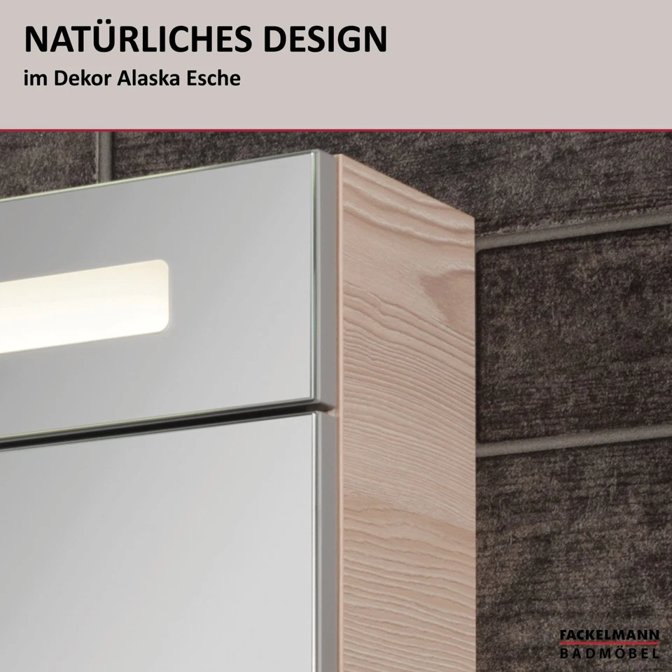 Fackelmann LED Spiegelschrank Badmöbel B.CLEVER in Braun hell 120 cm Badschrank - Bild 4 von 4