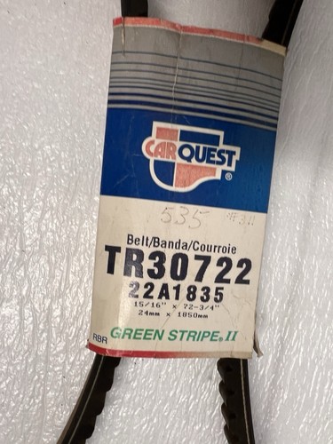 TR30722 Car Quest GREEN STRIPE II V-BELT 15/16” X 72-3/4". NOS