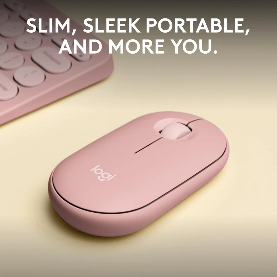 Logitech Pebble Mouse 2 M350s Slim Bluetooth Wireless Mouse, Portable, Rose  - Image 2 of 4