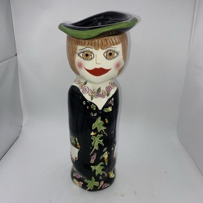 Ganz Bella Casa Vase Pearl in Palm Tree Dress Floral, Signed Susan Paley #M178