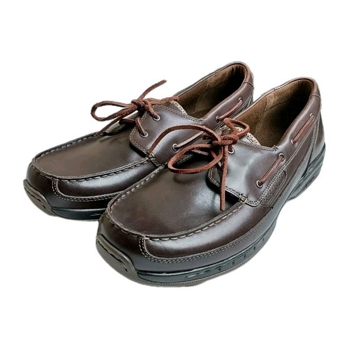 Dunham Shoreline Bootsschuhe Herren 10,5 - 2E Extraweit Braun Leder Halbschuhe (EE)