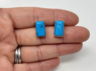 Vintage Turquoise Sterling Silver 925 Minimalist Rectangle Earrings Southwest