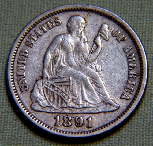 1891 United States Seated Liberty Silver Dime - XF Choice High Grade - Lot 263