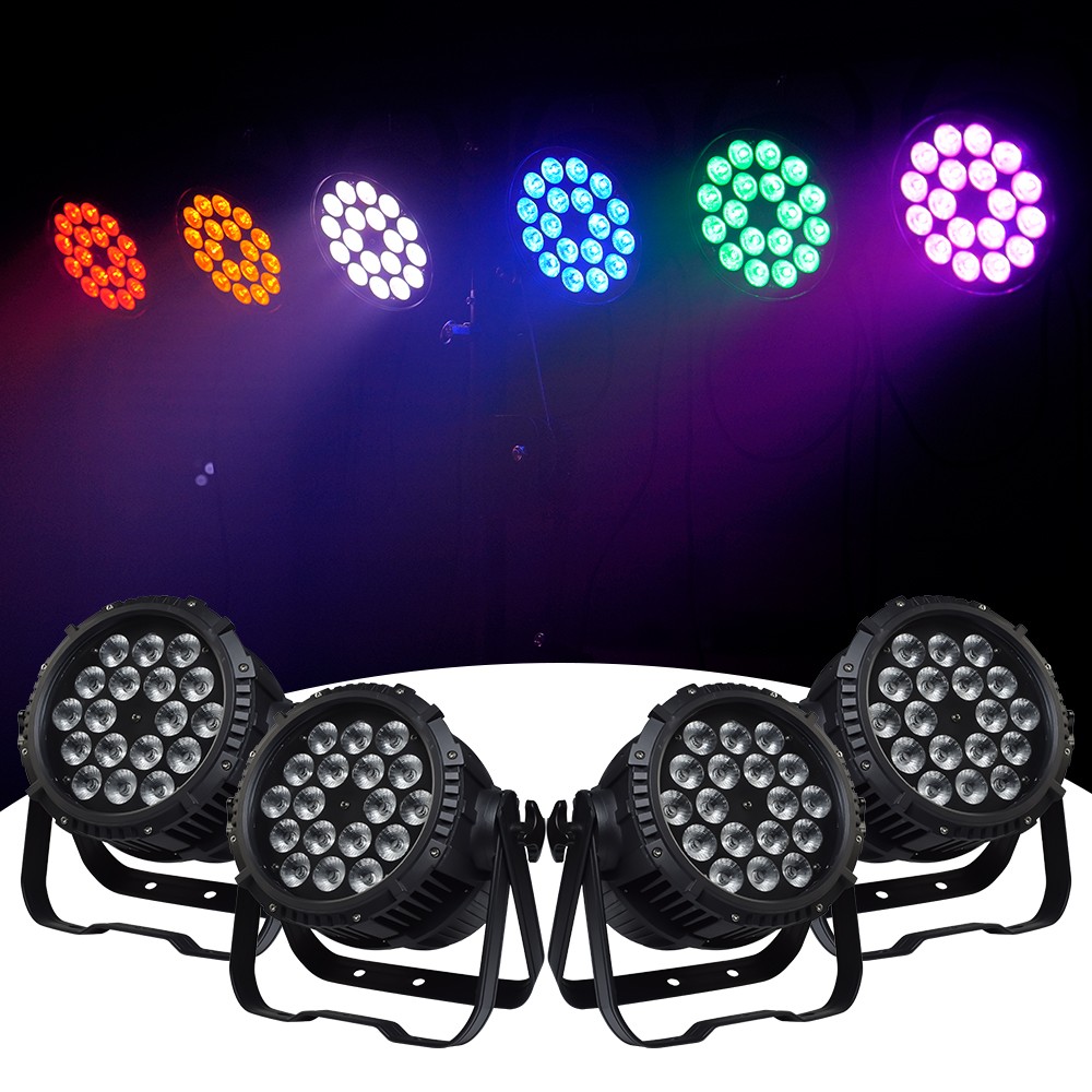 4PCS 18x18W LED Par Light Zoom Wash RGBWA+UV Uplight IP65 for Disco Party Bar